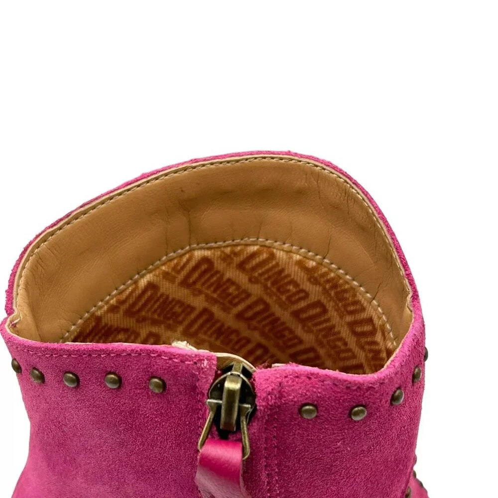 Dingo Classy N Sassy Women's Western Boot Size 8.5 Fuchsia Suede Upper Side Zip - Picture 9 of 13